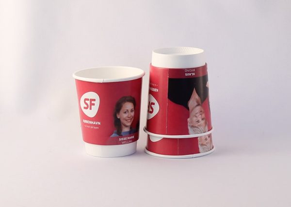 Sustainable, double-walled paper cup for cold drinks, FSC certified cardboard covered with biodegradable polyethylene (PE)