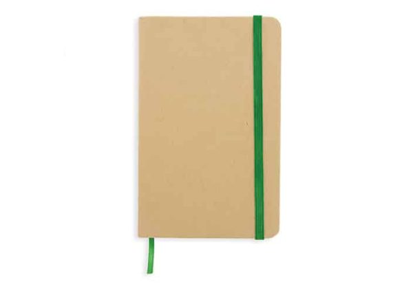 Bæredygtig notesbog i genbrugspap med elastiklukning
