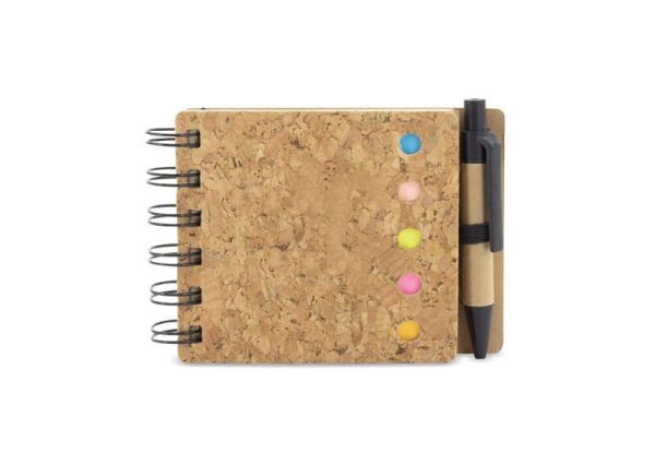 Sustainable notepad with cork cover and pen