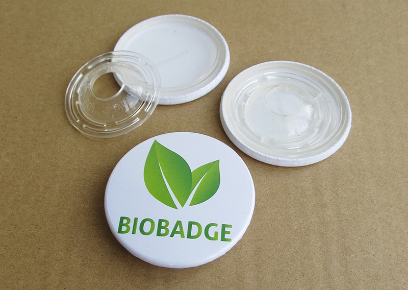 Bæredygtigt badge i bioplast