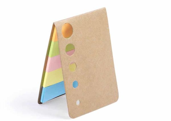 Bæredygtig sticky notes blok med omslag af genbrugt pap
