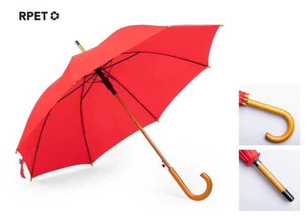Sustainable umbrella made from rPET and wood