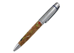 Sustainable pen made from cork and recycled metal with metal refill cartridge