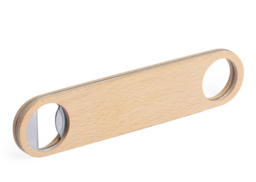 Environmentally friendly bottle opener made from beech wood and stainless steel