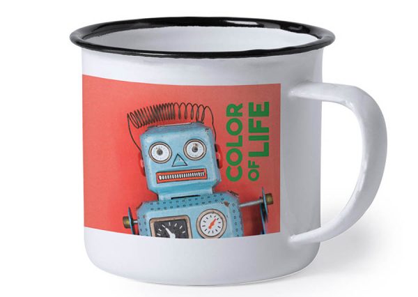 Sustainable iron/enamel mug with full color printing