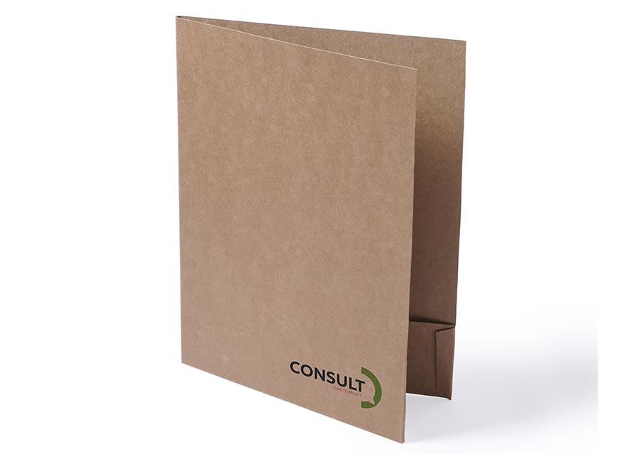 Bæredygtig salgsmappe / folder i genbrugsmaterialer