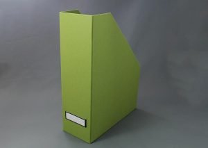 magazine holder made from sustainable FSC certified recycled cardboard - olive
