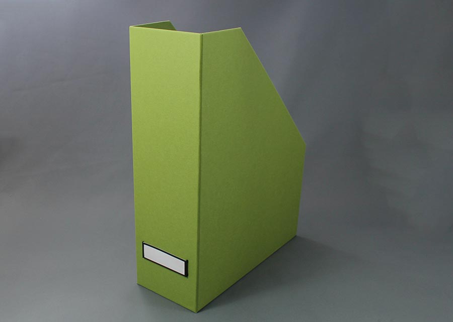 magazine holder made from sustainable FSC certified recycled cardboard - olive