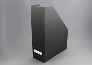 magazine holder made from environmentally friendly FSC certified recycled cardboard - black