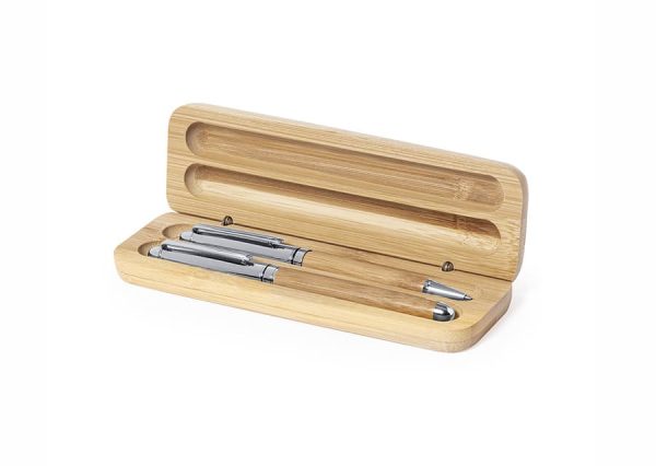 bæredygtigt refill kuglepenne sæt bambus metal-02