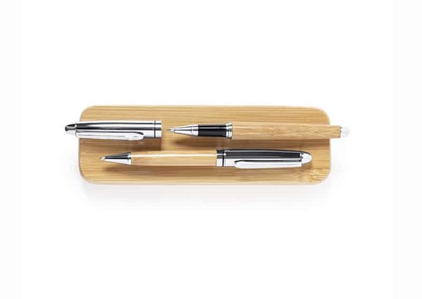 bæredygtigt refill kuglepenne sæt bambus metal-03