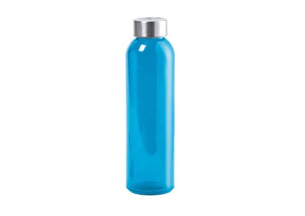 miljøvenlig glasflaske m låg turkisblå