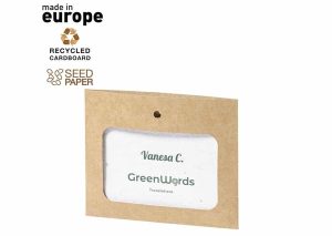 Klimavenlig ID kort fremstillet af papir med frø fra vilde blomster m/u tryk